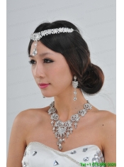 Shining Rhinestones Alloy Necklace And Earrings Jewelry Set