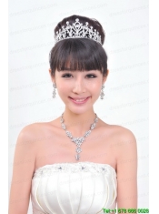 Shining Rhinestones Alloy Plated Wedding Jewelry Set Including Necklace And Tiara