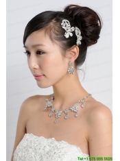 Shining Rhinestones Alloy Wedding Jewelry Set Including Necklace And Earrings