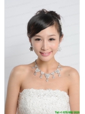 Shining Rhinestones Alloy Wedding Jewelry Set Including Necklace And Earrings