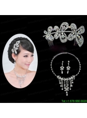 Shining Rhinestones Alloy Wedding Jewelry Set Including Necklace And Earrings