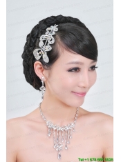 Shining Rhinestones Alloy Wedding Jewelry Set Including Necklace And Earrings