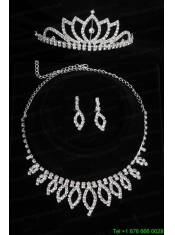 Shinning Crystal Crown with Necklace and Earings Jewelry Set