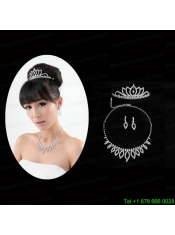 Shinning Crystal Crown with Necklace and Earings Jewelry Set