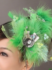 Spring Green Rhinestone Special Occasion Fascinators