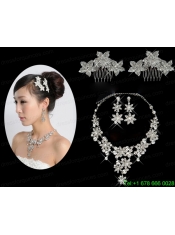 Star Shaped Shining Rhinestones Alloy Wedding Jewelry Set Including Necklace And Earrings