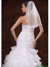 Taffeta Trim Edge Discount Tulle Bridal Veils For Wedding