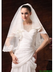 Two-tier Elbow Wedding Veil With Scalloped Edge