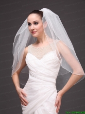 Two-tier Tulle Elbow Length Wedding Veil With Cut Edge