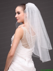 Two-tier Tulle Elbow Length Wedding Veil With Cut Edge