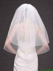 Two-tier Tulle Elbow Length Wedding Veil With Cut Edge