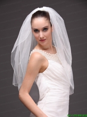 Two-tier Tulle Elbow Length Wedding Veil With Cut Edge