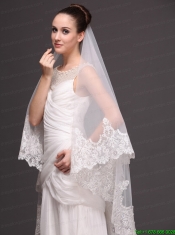 Two-tier Tulle Wedding Veil With Appliques Decorate