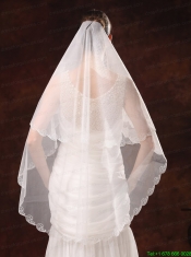 Two-tier Tulle With Embroidery For Graceful Wedding