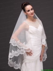 Two-tier Tulle With Lace Appliques Bridal Veil