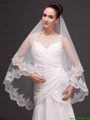 Two-tier Tulle With Lace Appliques Bridal Veil