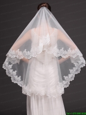 Two-tier Tulle With Lace Appliques Bridal Veil