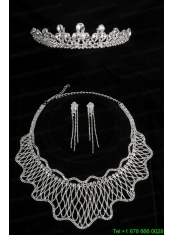 Unique Meshed Necklace And Earrings Jewelry Set Made by Crystal