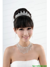 Unique Meshed Necklace And Earrings Jewelry Set Made by Crystal