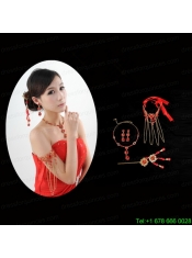 Vintage Style Red Artistic Necklace Bracele And Hair Clasp