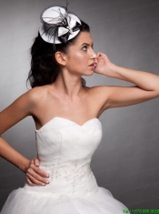 White and Black Beaded Bowknot Net Yarn Bridal Fascinators