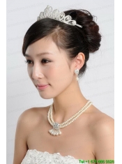 White Imitation Pearl Jewelry Sets Including Necelace and Earings