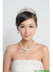 White Imitation Pearl Jewelry Sets Including Necelace and Earings