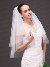 White Tulle Wedding Veil With Two-tier