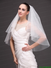 White Tulle Wedding Veil With Two-tier