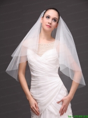 White Tulle Wedding Veil With Two-tier