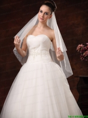 2 Layers Graceful Organza Ribbon Edge Bridal Veils