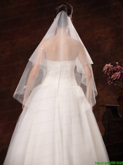 2 Layers Graceful Organza Ribbon Edge Bridal Veils