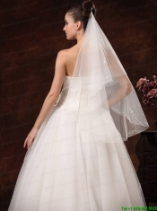 2 Layers Graceful Organza Ribbon Edge Bridal Veils