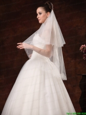 2 Layers Graceful Organza Ribbon Edge Bridal Veils