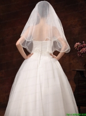 2 Layers Graceful Tulle Ribbon Edge Wedding Veil