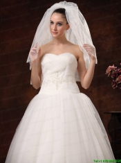 2 Layers Graceful Tulle Ribbon Edge Wedding Veil