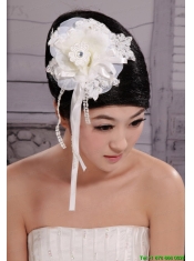 2013 Headpieces Girl White Pearl Flower Bud Silk Hair Hoop