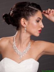 Alloy With Elegant Imitation Pearl Wedding Jewelry Set Including Necklace And Earrings