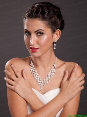 Alloy With Elegant Imitation Pearl Wedding Jewelry Set Including Necklace And Earrings