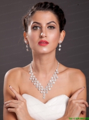 Alloy With Elegant Imitation Pearl Wedding Jewelry Set Including Necklace And Earrings