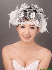 Appliques and Feather In Lace Hat Hair Ornament