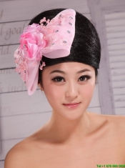 Baby Pink Lace and Rhinestones Decorate Elegant Headpieces For Party