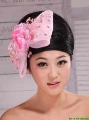 Baby Pink Lace and Rhinestones Decorate Elegant Headpieces For Party