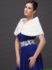 Beautiful Faux Fur Wedding V-Neck Party / Prom / Cocktail Wraps White
