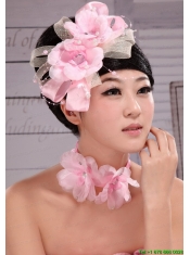 Beautiful Pink Taffeta and Tulle Pearl Fascinators For Party