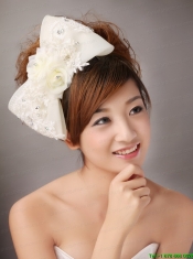 Big Bowknot With Lace and Hand Made Flowers For Brides