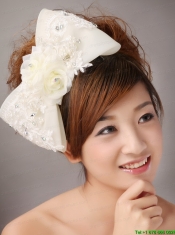 Big Bowknot With Lace and Hand Made Flowers For Brides