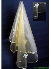 Champagne Hand Made Flowers Wedding Veil