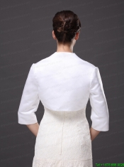 Custom Made White High-neck Jacket With 1/2 Sleeves For Wedding