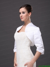 Custom Made White High-neck Jacket With 1/2 Sleeves For Wedding